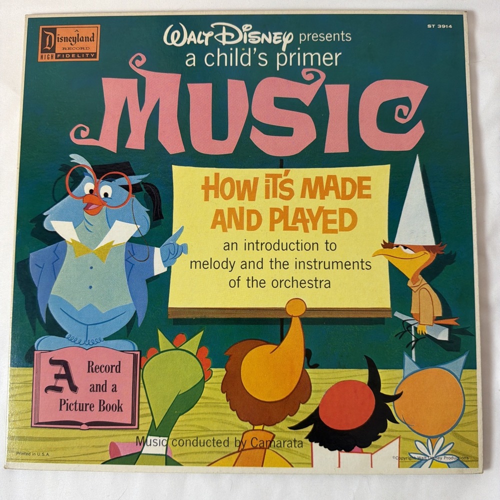 Walt Disney Presents A Child Primer Music 1961 Vintage Vinyl LP Record Excellent